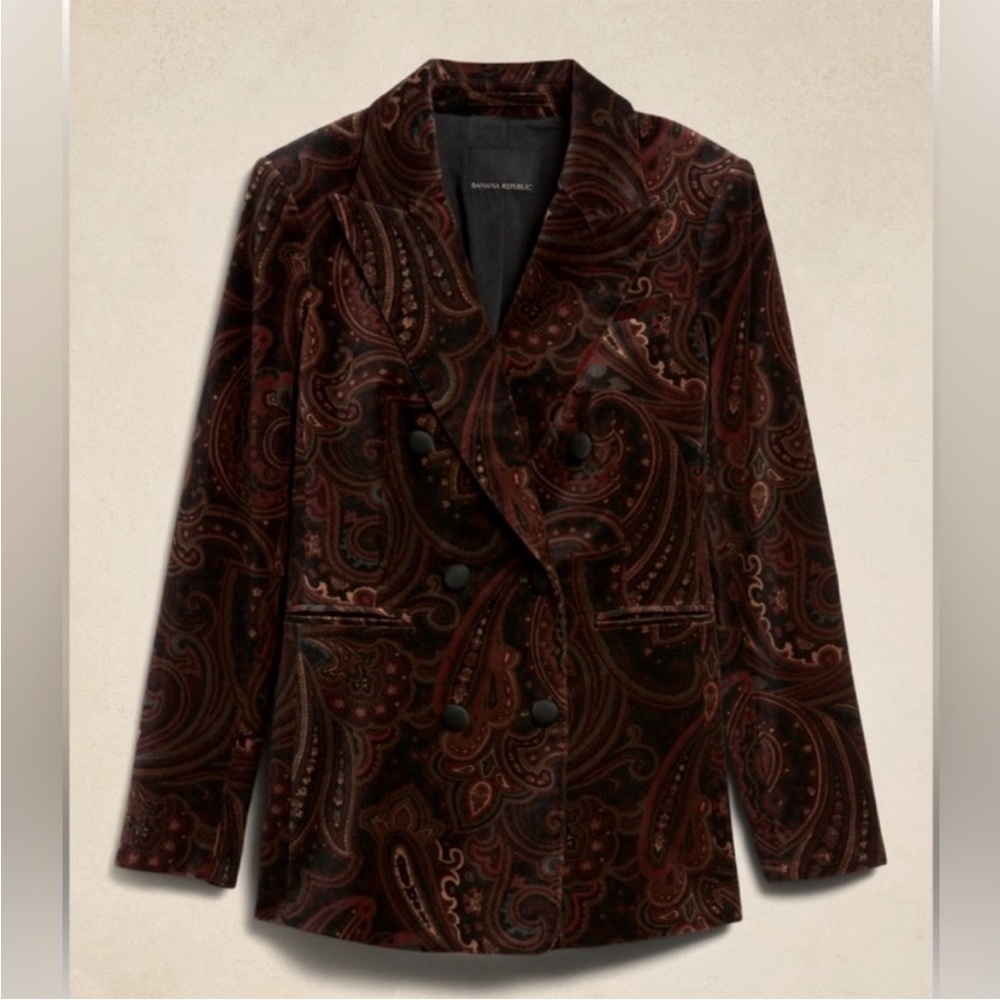 Banana republic Veluro Paisley double breasted jacket blazer 4